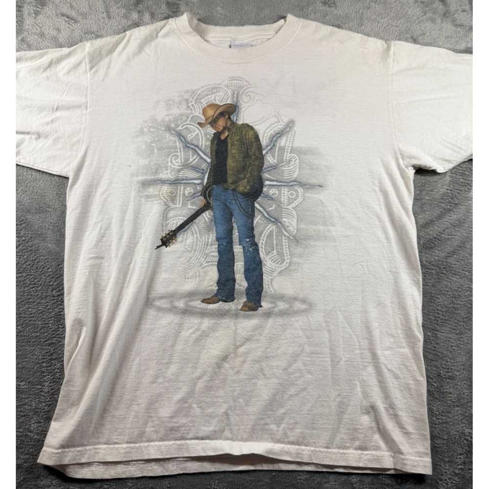 Jason Aldean Tour 2010 T-Shirt L White Country Concert Tee Double Sided Anvil